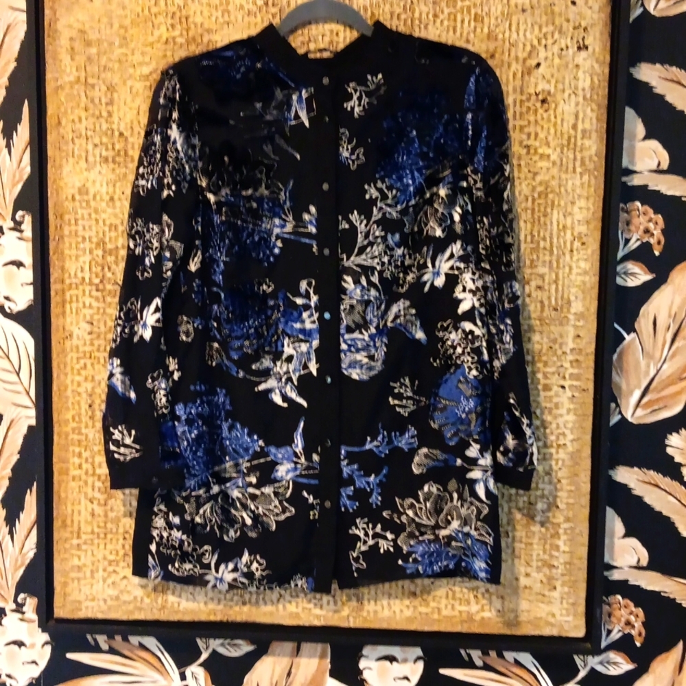 Misook Slightly Sheer Velvet Shirt